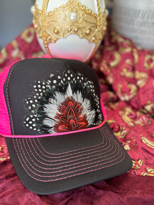 80s Pink Feather Trucker