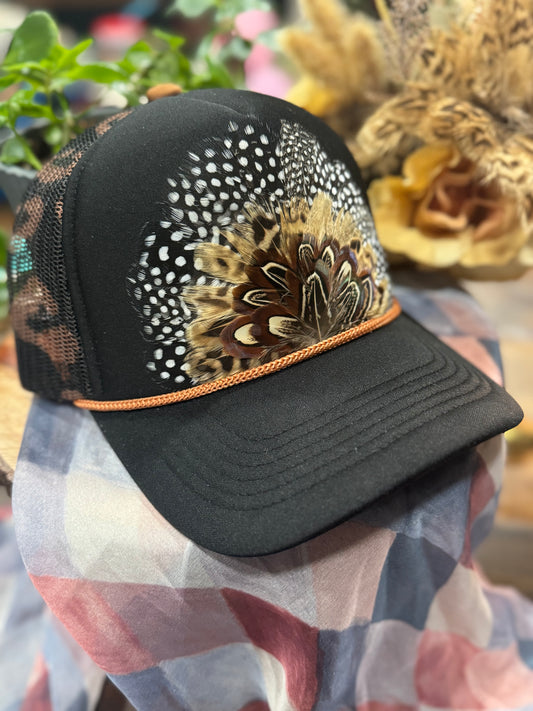 Cutie Leopard Feather Trucker