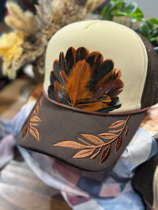 Laurel Brown 4 Feather Trucker
