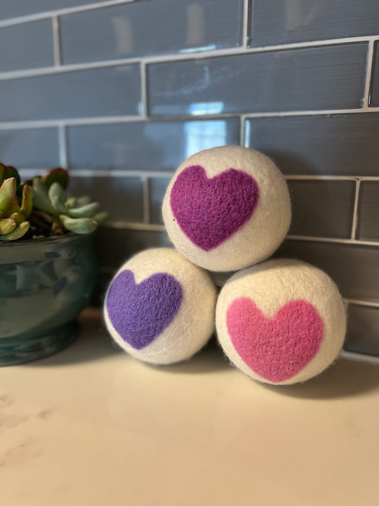 Organic Lincoln Wool Dryer Balls (SET OF 3) Hearts