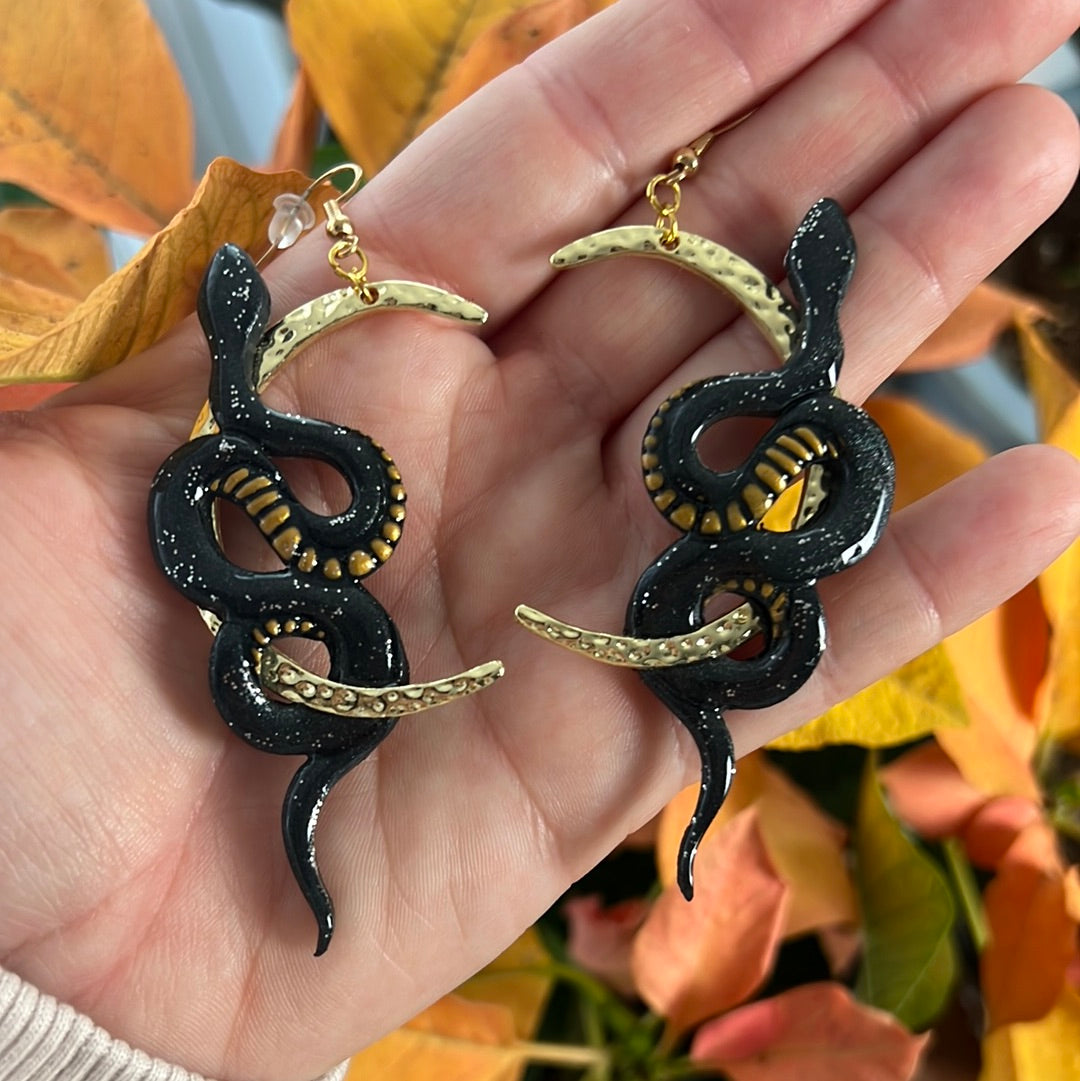 Golden Hour Clay Snake Earrings